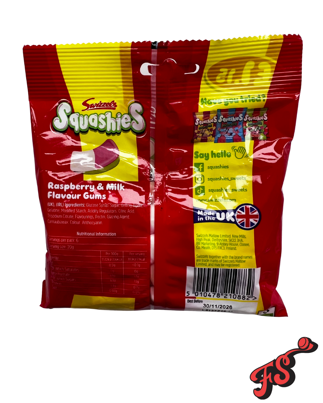 Swizzels Squashies Original Raspberry & Milk flavor (UK)
