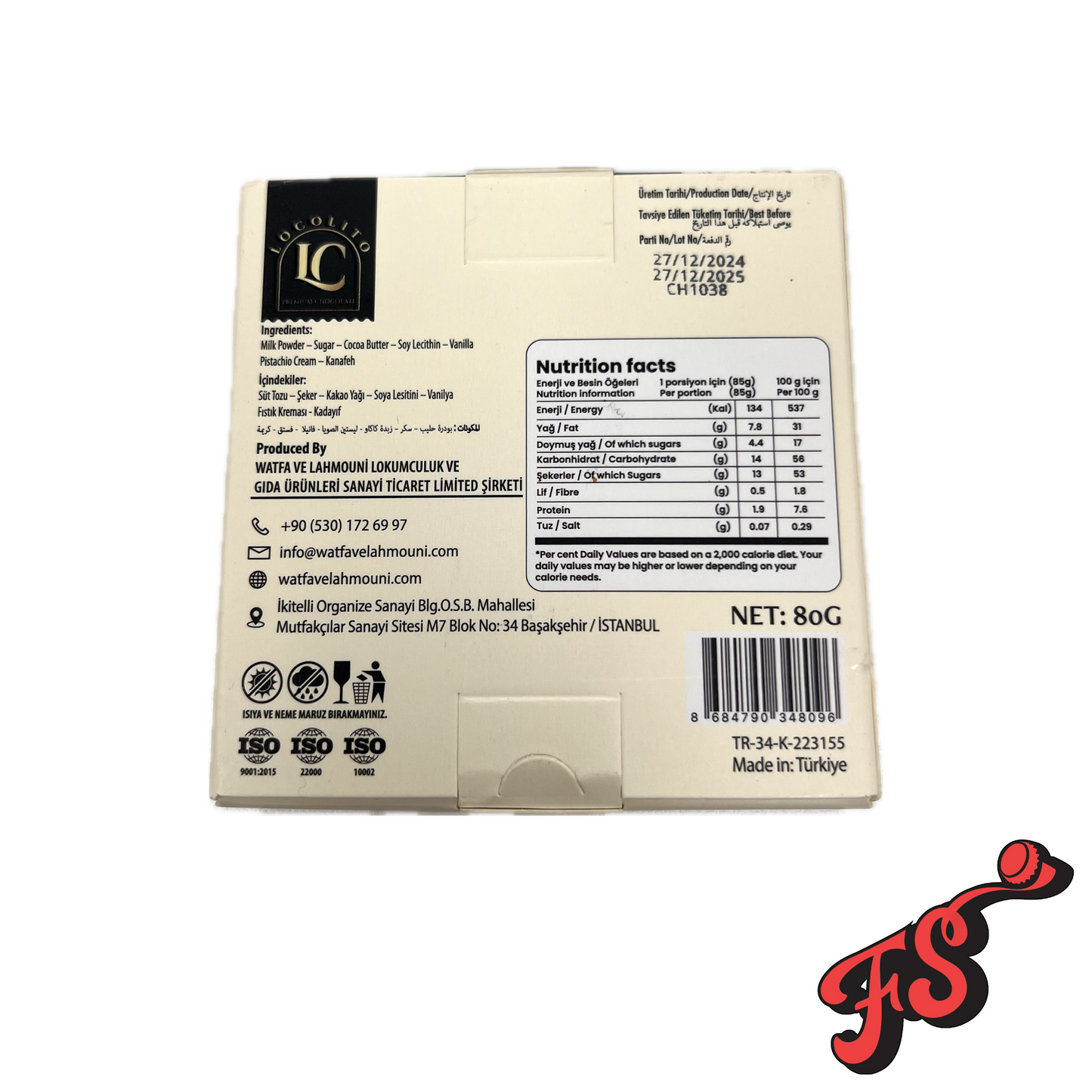 Locolito Dubai Chocolate with Pistachio/Kunafa - White Chocolate